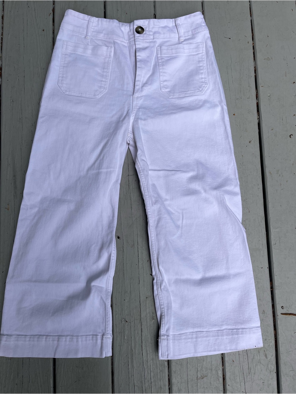 Anthropologie // Maeve “The Colette” White Crop Wide-Leg White Pants